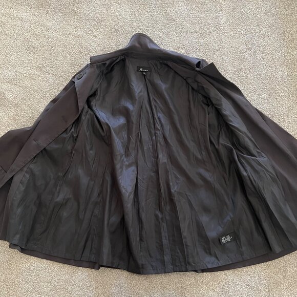 AB Studio Chic Minimalist Double Breasted Dark Gray Belted Overcoat Size 6 NWOT - Picture 6 of 11